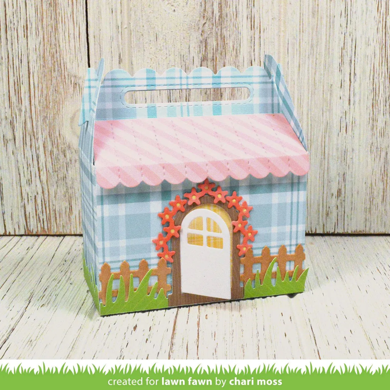 Lawn Fawn - scalloped treat box spring house add-on -lawn cuts