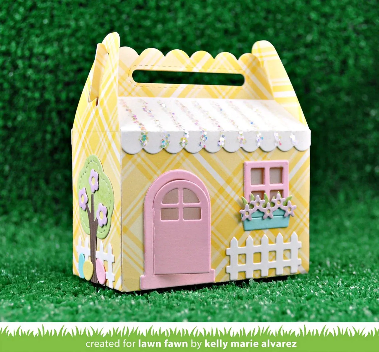 Lawn Fawn - scalloped treat box spring house add-on -lawn cuts
