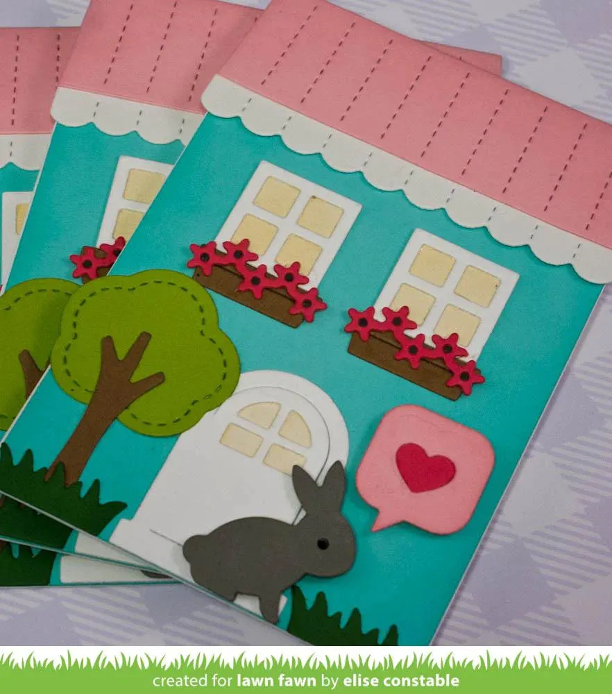 Lawn Fawn - scalloped treat box spring house add-on -lawn cuts