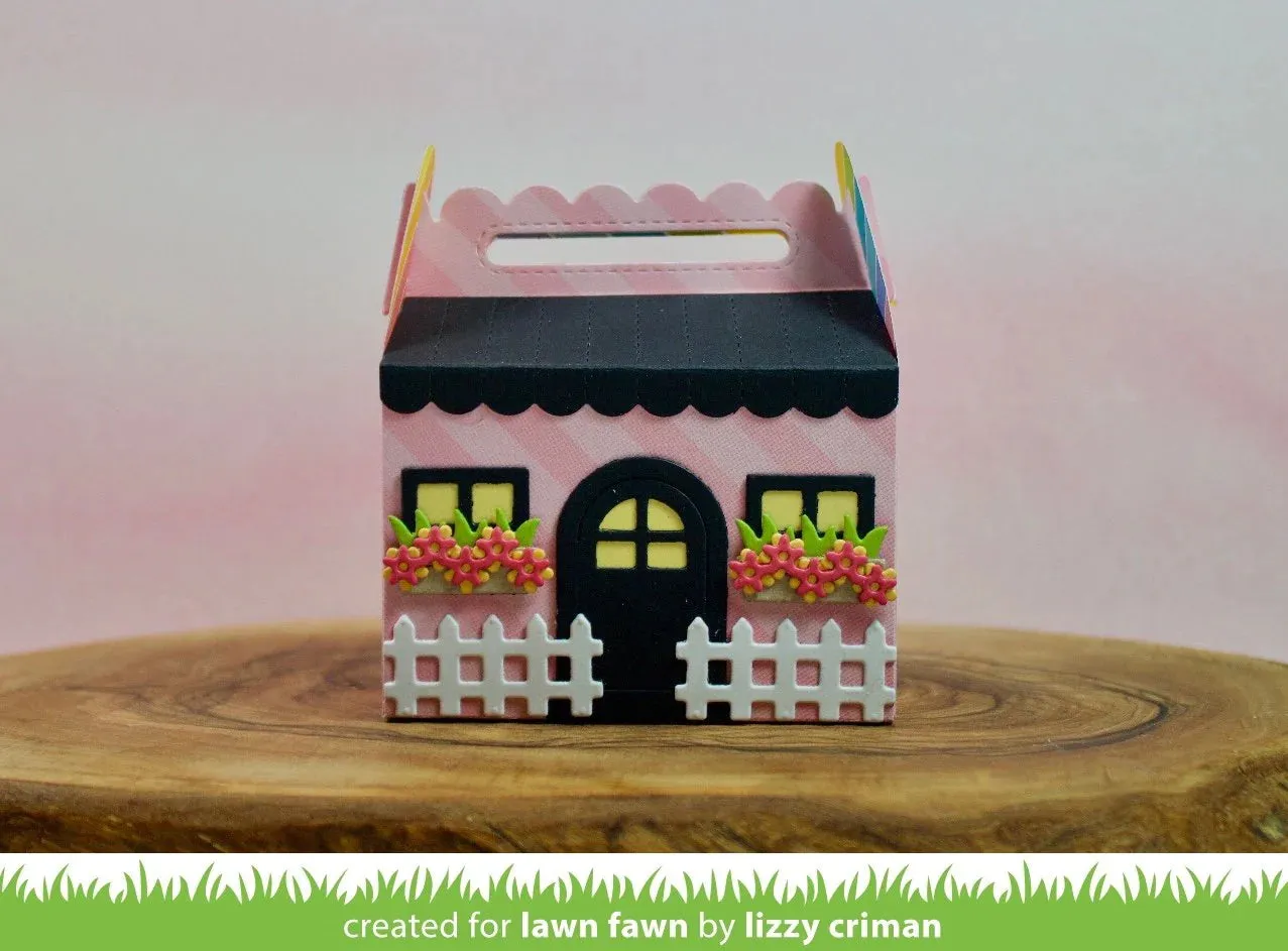 Lawn Fawn - scalloped treat box spring house add-on -lawn cuts
