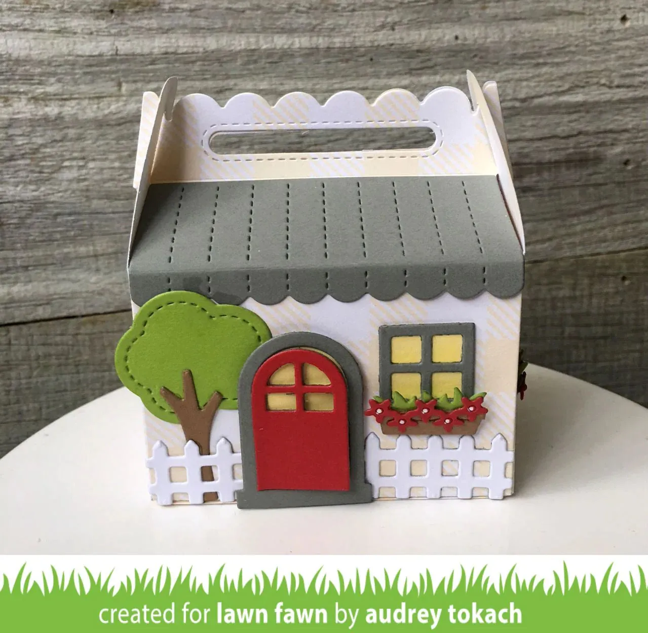 Lawn Fawn - scalloped treat box spring house add-on -lawn cuts