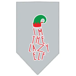 Lazy Elf Screen Print Pet Bandana Grey Size Small