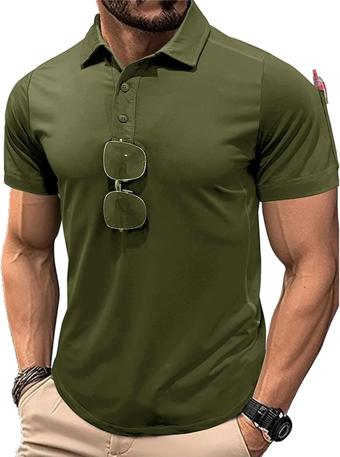 Long Sleeve Polo Shirts for Men Quick Dry Performance Polo T Shirts Collared Tactical Shirt Athletic UPF Golf Shirts