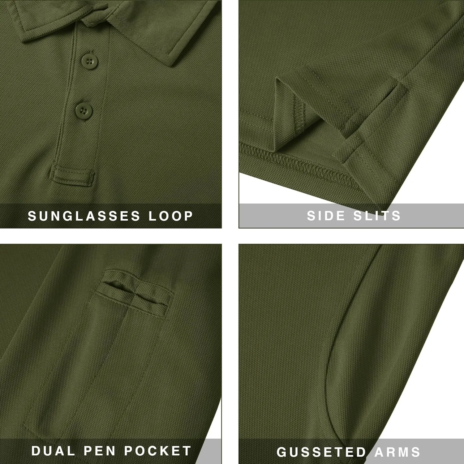 Long Sleeve Polo Shirts for Men Quick Dry Performance Polo T Shirts Collared Tactical Shirt Athletic UPF Golf Shirts