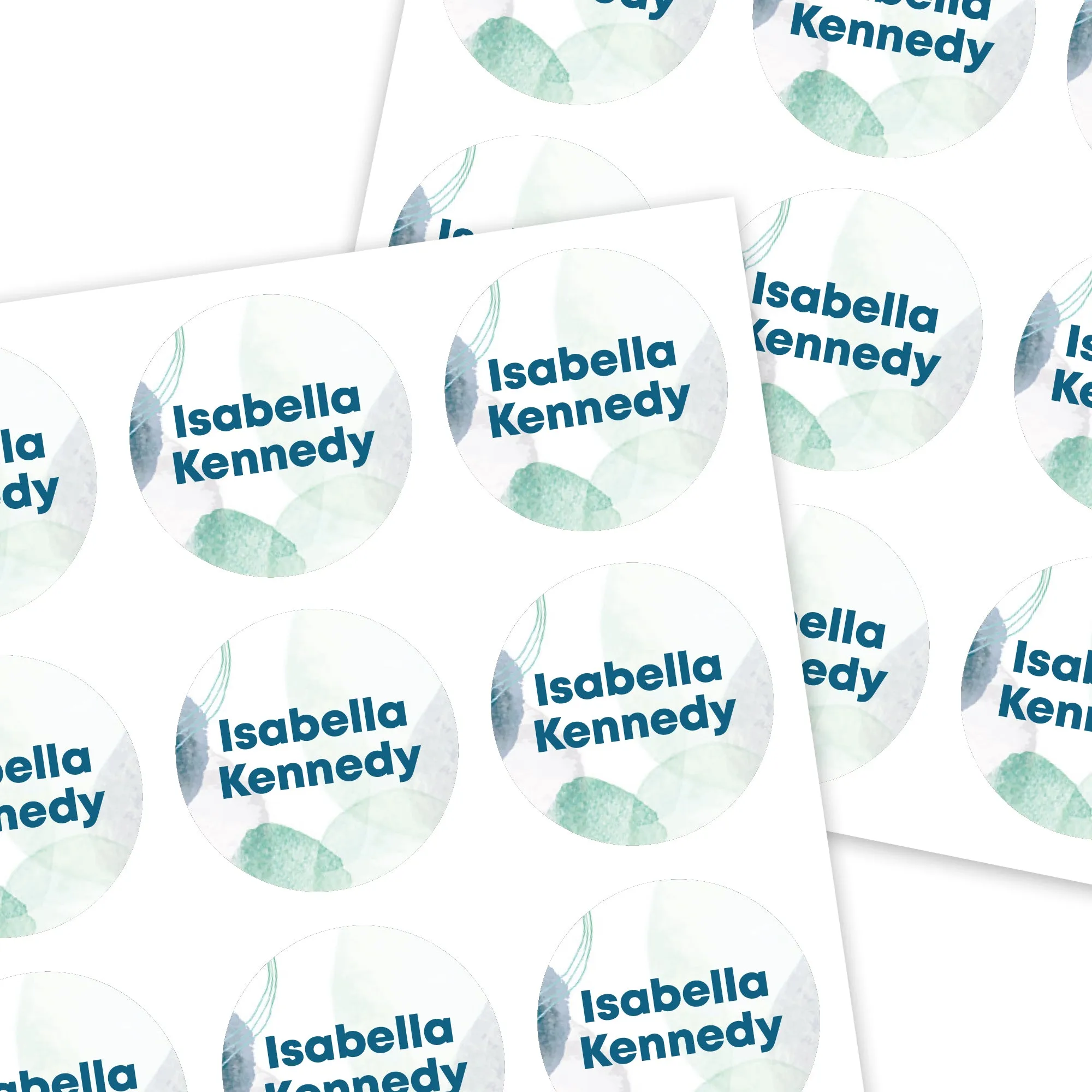 Medium Round Name Labels | Watercolor