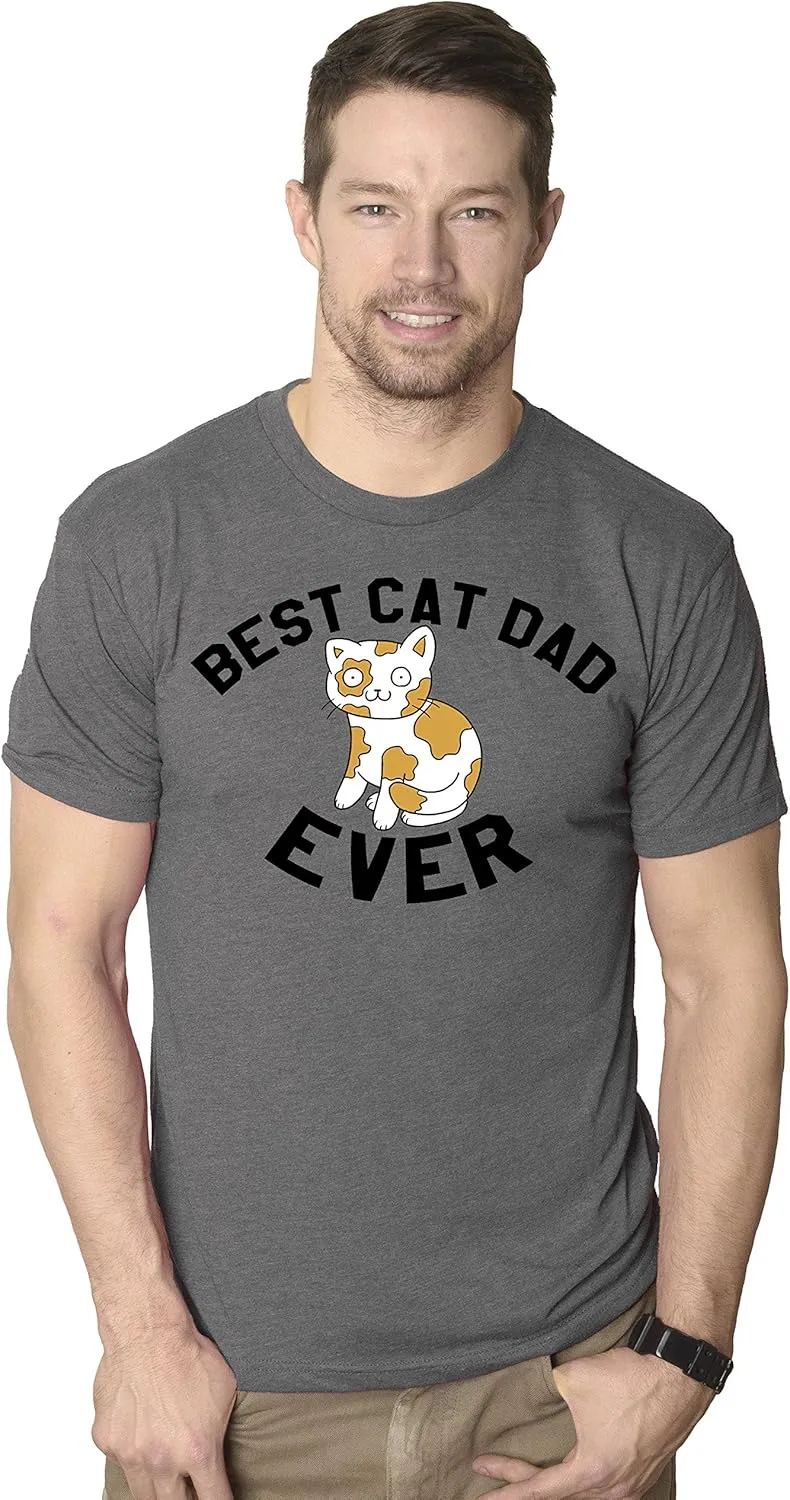 Mens Best Cat Dad Ever Funny Face T Shirt Hilarious Pet Lover Graphic for Guys