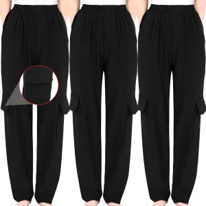 Men's Chef Pants Classic 7 Pocket Chef Cargo Pants Baggy Kitchen Pants with Wide Elastic Waist and Drawstring