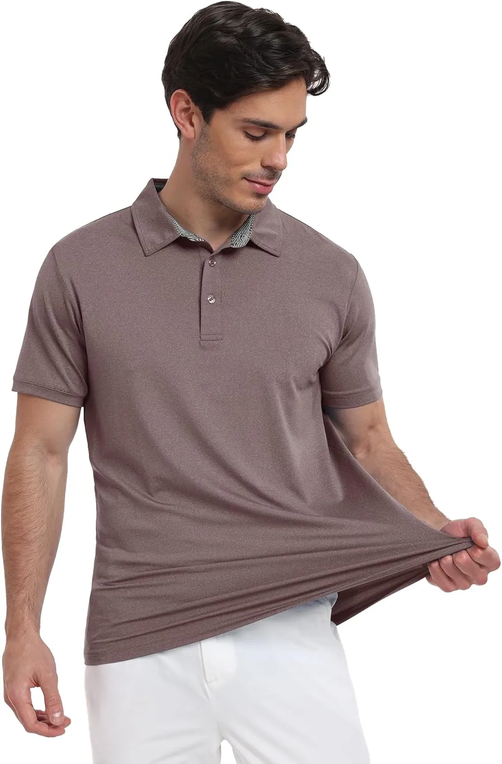 Men's Polo Shirts Short Sleeve Moisture Wicking Performance Golf Shirts Collared Lightweight Casual T-Shirt Athletic