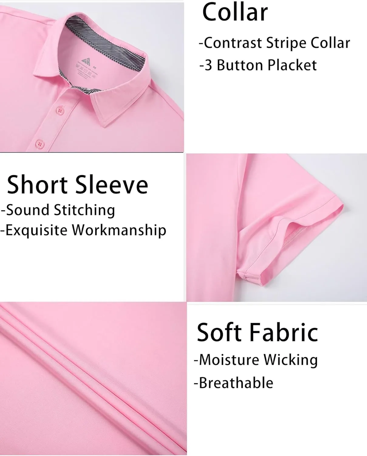 Men's Polo Shirts Short Sleeve Moisture Wicking Performance Golf Shirts Collared Lightweight Casual T-Shirt Athletic