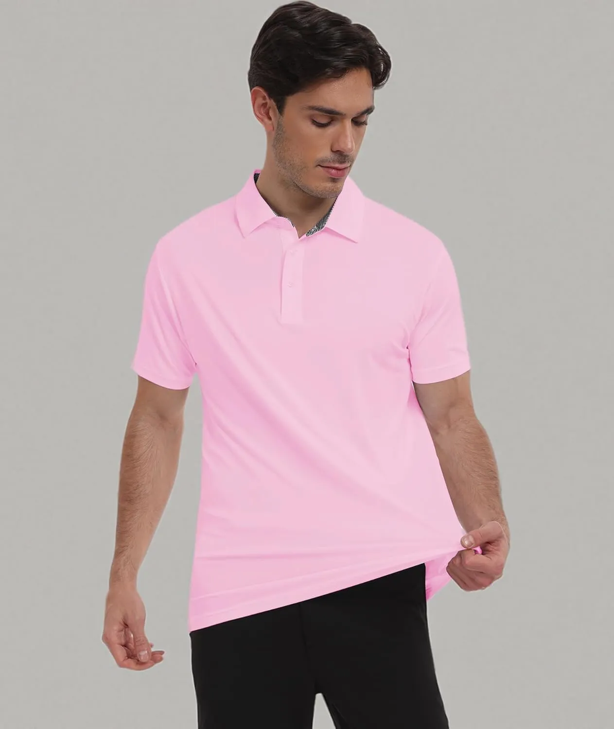 Men's Polo Shirts Short Sleeve Moisture Wicking Performance Golf Shirts Collared Lightweight Casual T-Shirt Athletic