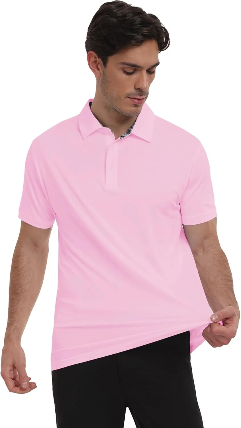 Men's Polo Shirts Short Sleeve Moisture Wicking Performance Golf Shirts Collared Lightweight Casual T-Shirt Athletic