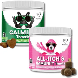 NutriPaw Anxious, Itchy Dog Bundle - Soft Chews To Soothe Itchy, Sensitive Paws, Eyes, Ears, Skin - Reduce Anxiety, Stress, Fear, Reactivity, Barking - Non-Drowsy - Great for all dogs