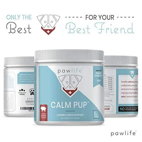 pawlife Calming Treats for Dogs - Hemp Oil Infused Soft Chews for Dog Anxiety Support- 120 Dog Calming Treats (Bacon)