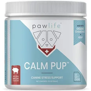 pawlife Calming Treats for Dogs - Hemp Oil Infused Soft Chews for Dog Anxiety Support- 120 Dog Calming Treats (Bacon)