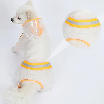 Pets Hooded Raincoats Reflective Strip Dogs Rain Coat Waterproof Jacket Breathable