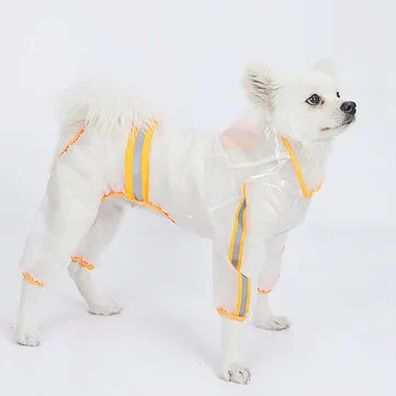 Pets Hooded Raincoats Reflective Strip Dogs Rain Coat Waterproof Jacket Breathable