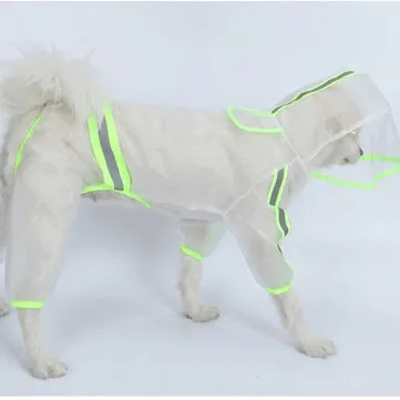 Pets Hooded Raincoats Reflective Strip Dogs Rain Coat Waterproof Jacket Breathable