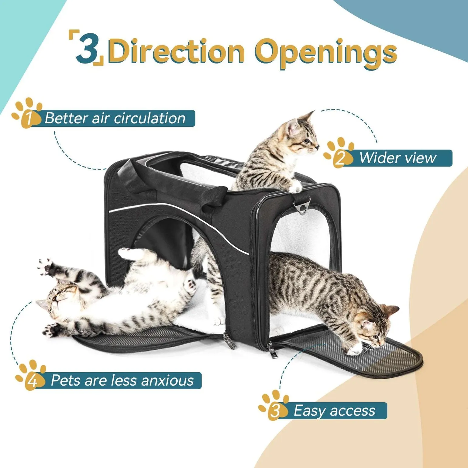 PETSFIT Two-Way Placement Dog Carrier Airline Approved Small Animals Carriers for Kittens