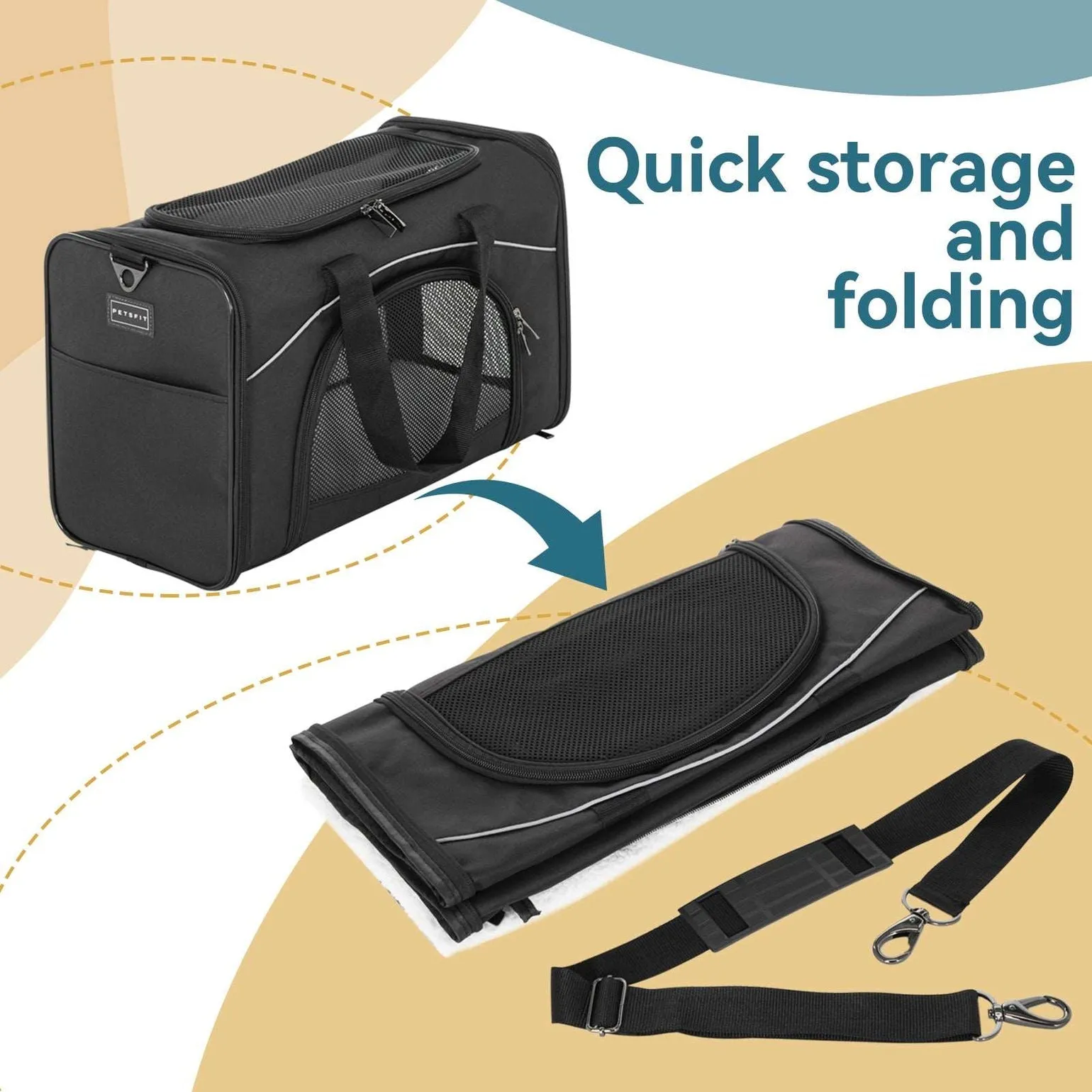 PETSFIT Two-Way Placement Dog Carrier Airline Approved Small Animals Carriers for Kittens