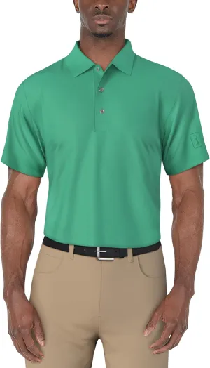 PGA TOUR Men's Airflux Solid Mesh Short Sleeve Golf Polo Shirt