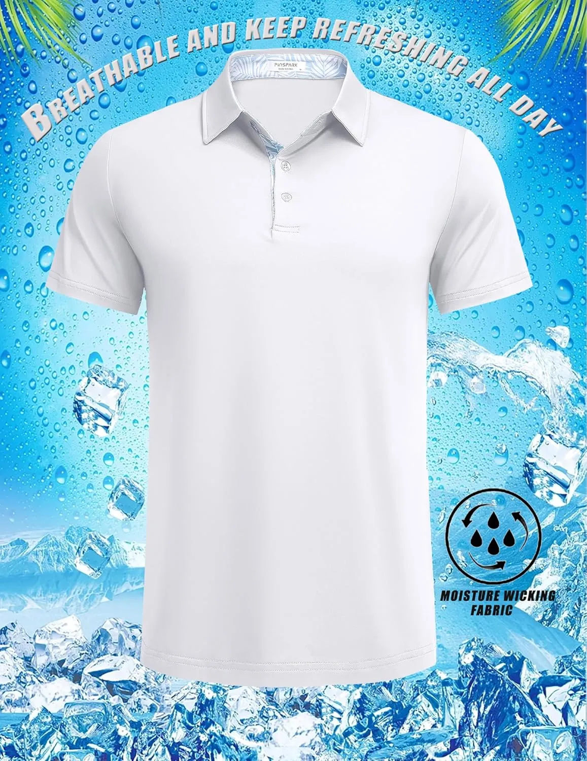 PINSPARK Mens Polo Shirts Short Sleeve Moisture Wicking Dry Fit Performance Casual Collared Polo Golf Shirts for Men