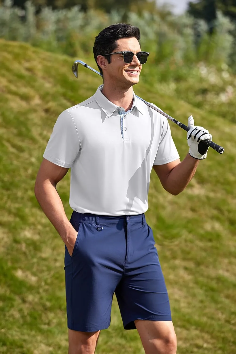 PINSPARK Mens Polo Shirts Short Sleeve Moisture Wicking Dry Fit Performance Casual Collared Polo Golf Shirts for Men