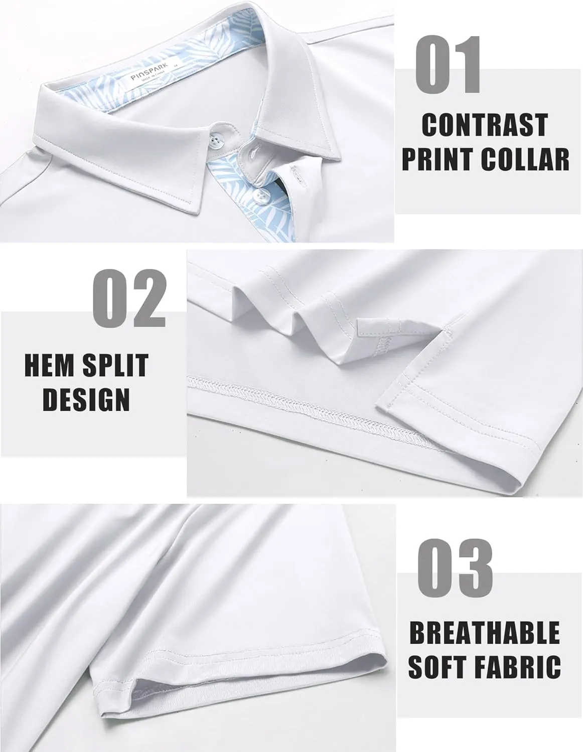 PINSPARK Mens Polo Shirts Short Sleeve Moisture Wicking Dry Fit Performance Casual Collared Polo Golf Shirts for Men