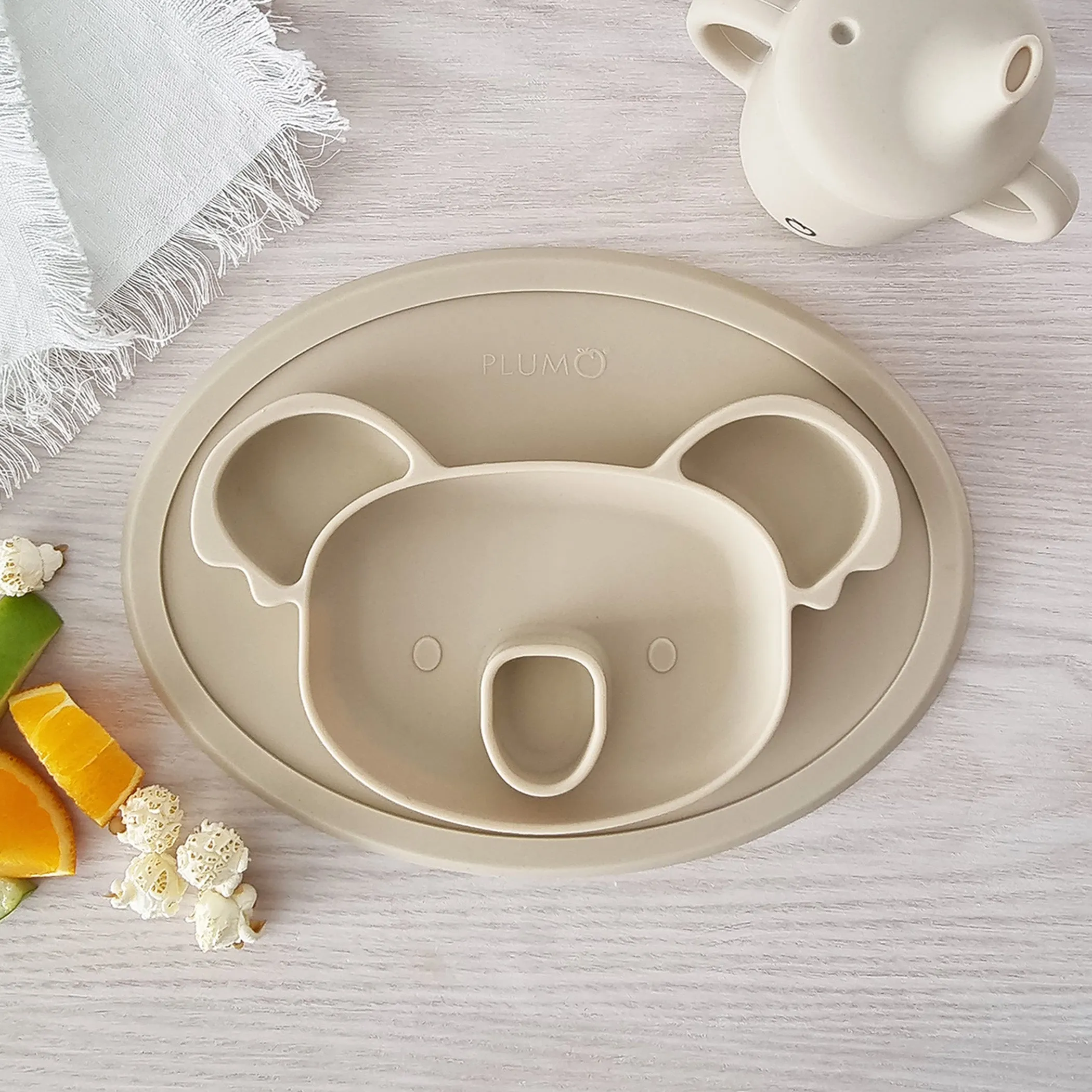 Plum Silicone Suction Plate Koala - Sand