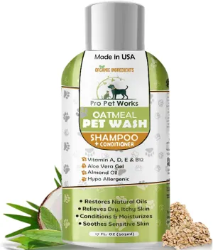 Pro Pet Works Oatmeal Dog Shampoo - 5-in-1 for Itchy Skin, Tearless, Organic Formula - 17oz