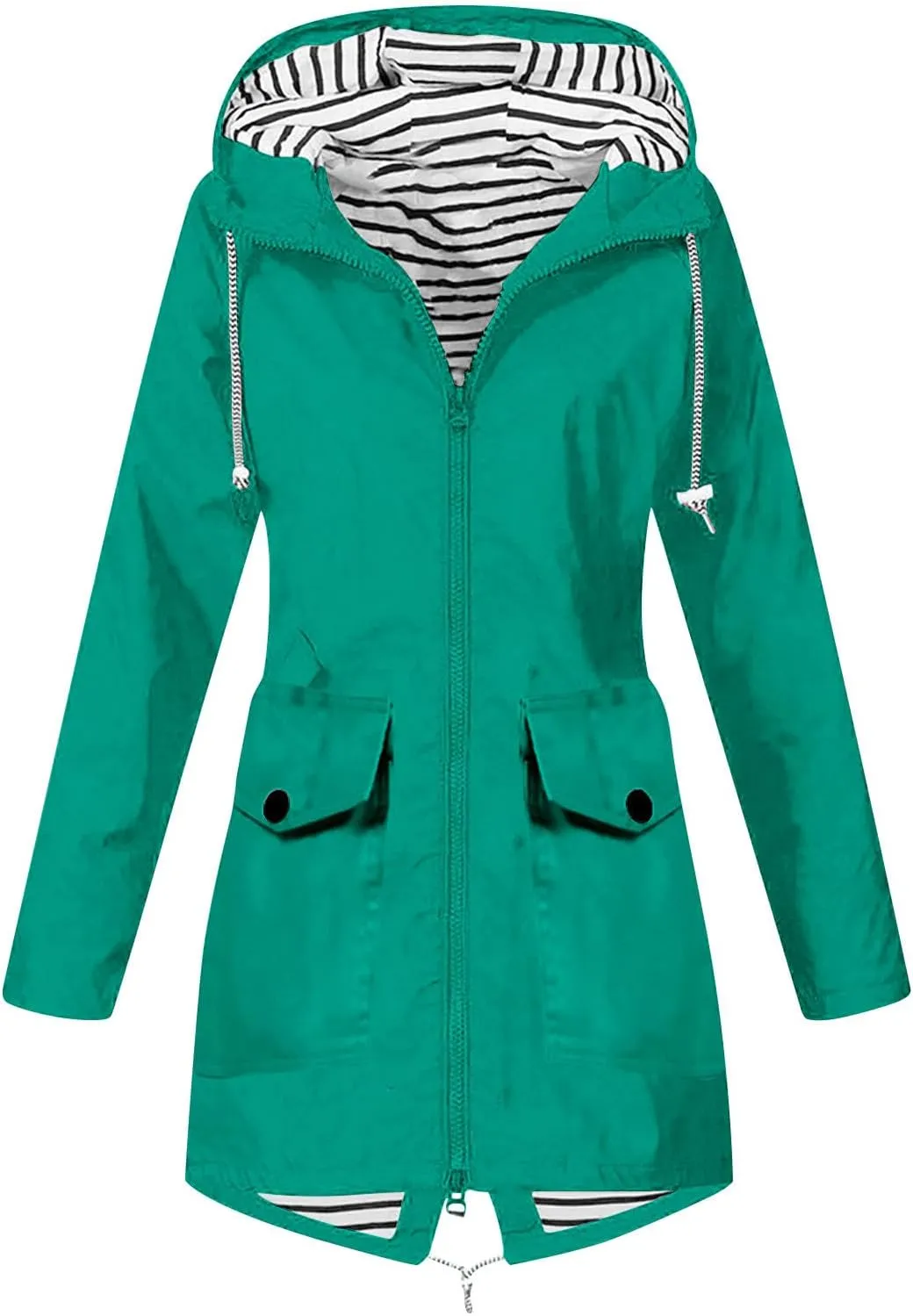 Rain Jacket for Women Lightweight Long Hooded Raincoat Waterproof Outdoor Travel Hiking Windbreaker Trench Coats