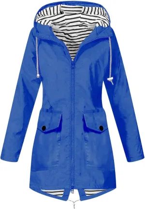 Rain Jacket for Women Lightweight Long Hooded Raincoat Waterproof Outdoor Travel Hiking Windbreaker Trench Coats