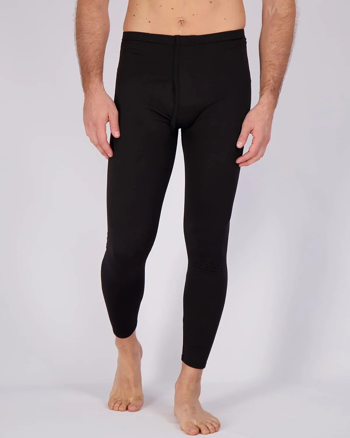Real Essentials 3 Pack: Men's Thermal Underwear Base Layer Fleece Lined Pants with Fly - Long John Bottom(Big & Tall)