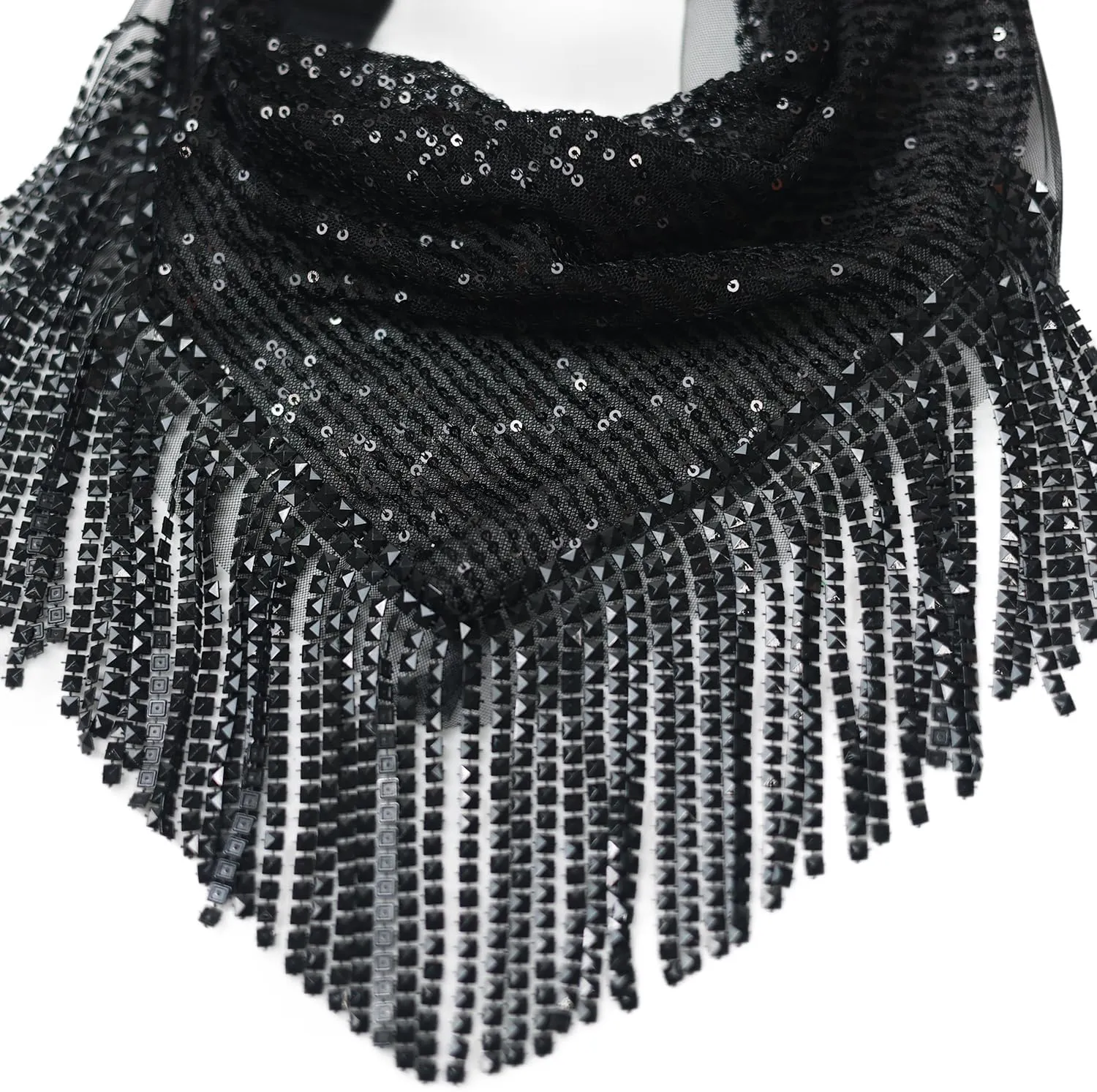 Rhinestone Bandanas for Women Sequin Bandana Mesh Fringe Bandana