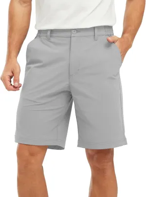 TBMPOY Men's Shorts Golf 9" Casual Elastic Waist Quick Dry Flat Front Travel Shorts with 5 Pockets