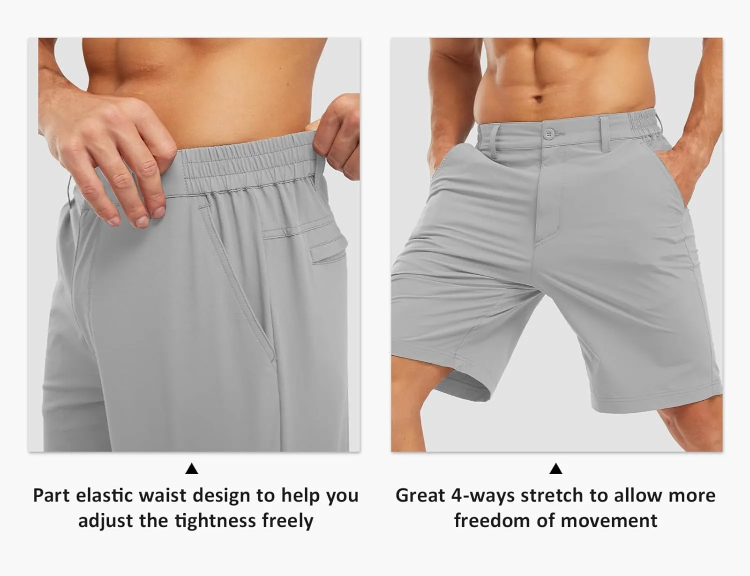 TBMPOY Men's Shorts Golf 9" Casual Elastic Waist Quick Dry Flat Front Travel Shorts with 5 Pockets