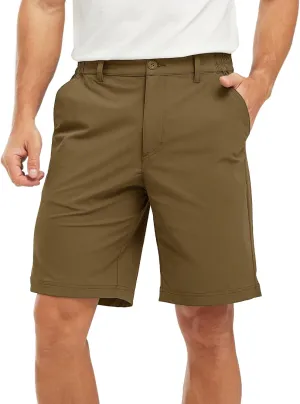 TBMPOY Men's Shorts Golf 9" Casual Elastic Waist Quick Dry Flat Front Travel Shorts with 5 Pockets