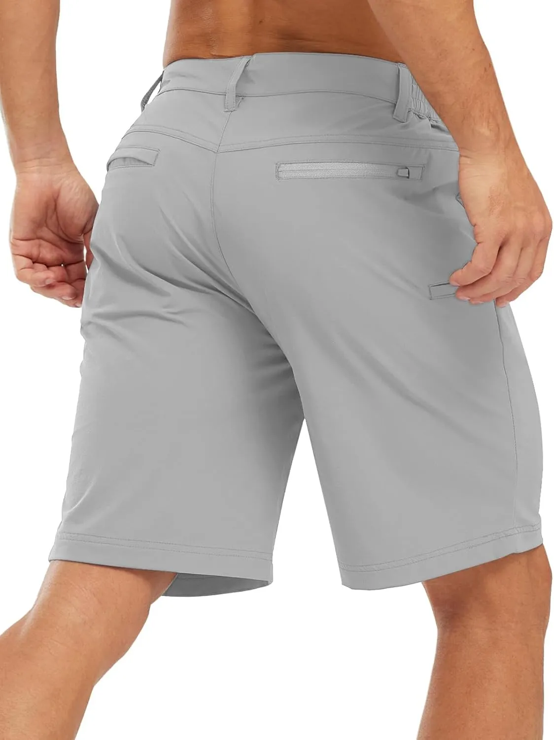 TBMPOY Men's Shorts Golf 9" Casual Elastic Waist Quick Dry Flat Front Travel Shorts with 5 Pockets
