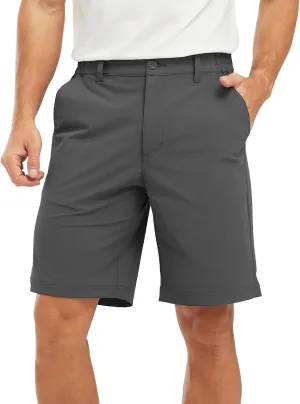 TBMPOY Men's Shorts Golf 9" Casual Elastic Waist Quick Dry Flat Front Travel Shorts with 5 Pockets