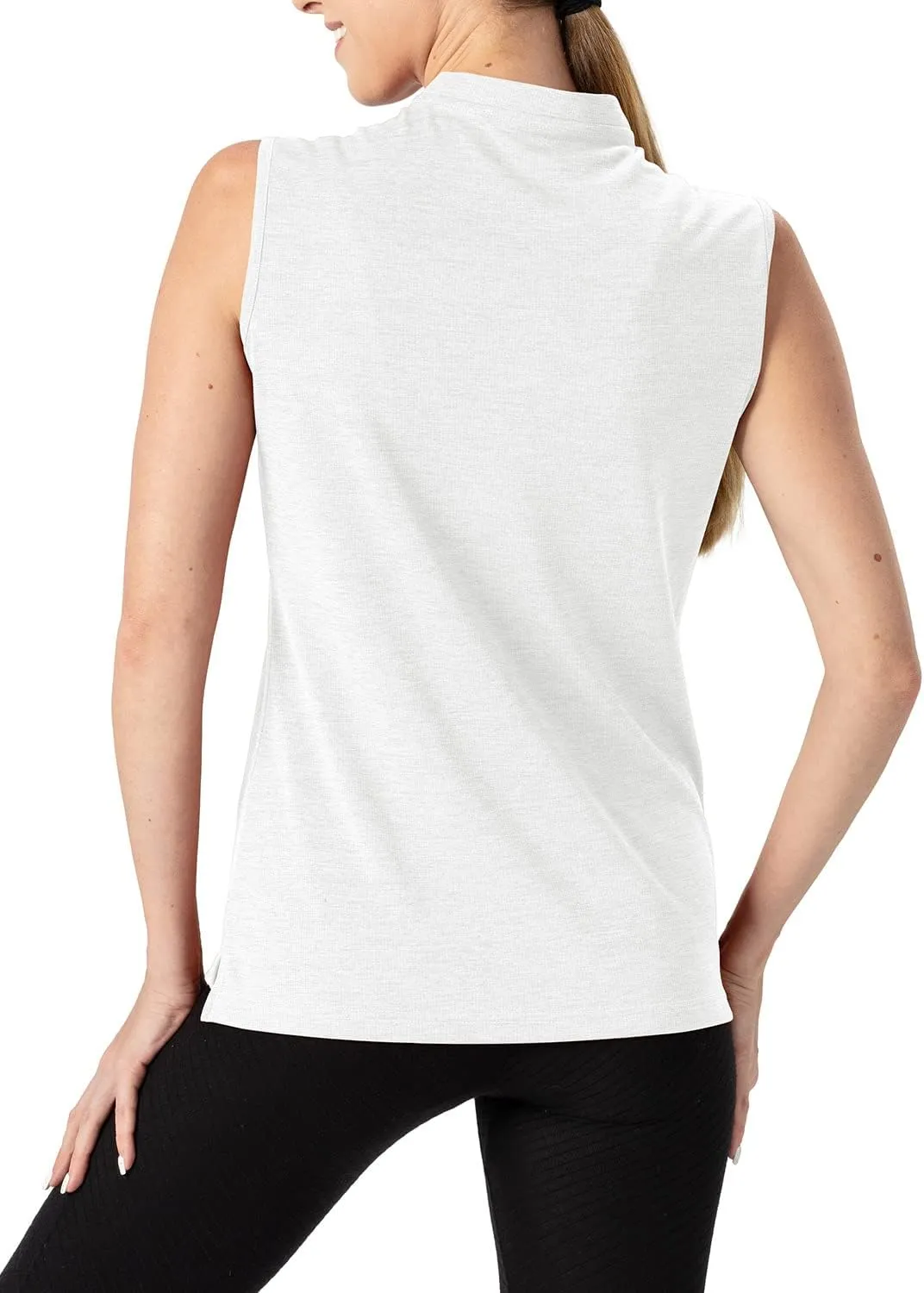 TBMPOY Women's Sleeveless Golf Polo Shirts UPF 50  Tennis Tank Tops Quick Dry Zip Up