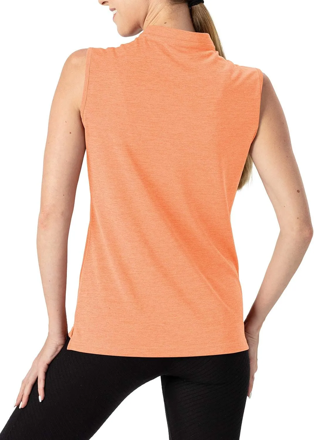 TBMPOY Women's Sleeveless Golf Polo Shirts UPF 50  Tennis Tank Tops Quick Dry Zip Up