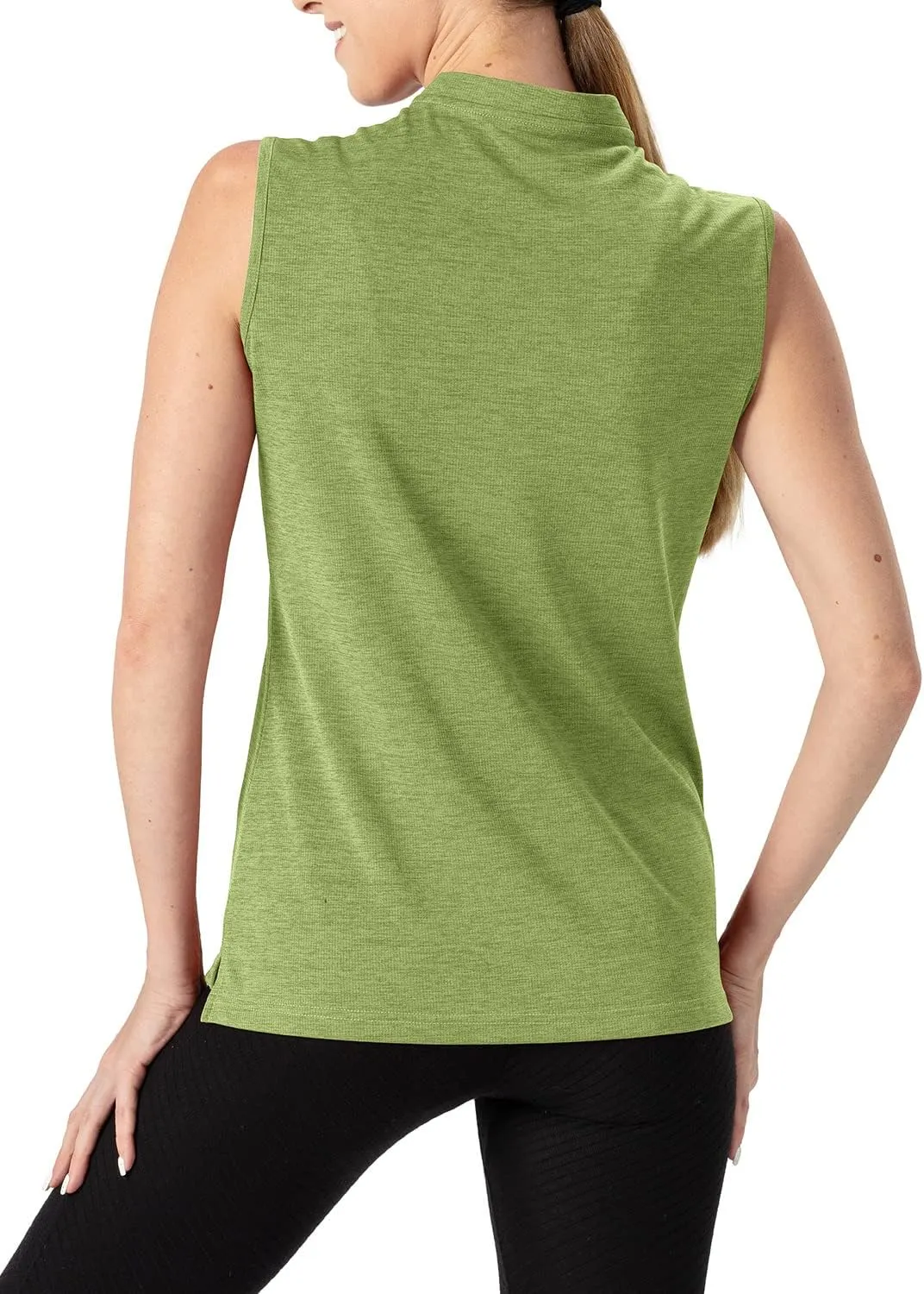 TBMPOY Women's Sleeveless Golf Polo Shirts UPF 50  Tennis Tank Tops Quick Dry Zip Up