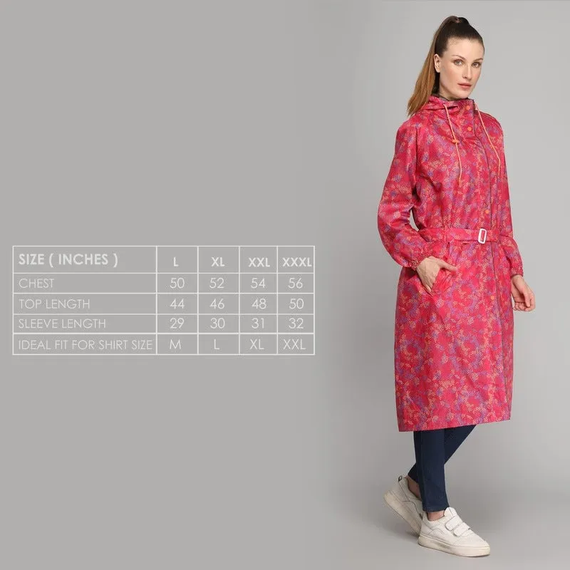 THE CLOWNFISH Juliet Series Raincoats for Women Rain Coat for Women Raincoat for Ladies Waterproof Reversible Double Layer Longcoat with Printed Plastic Pouch (Pink, XXXL)