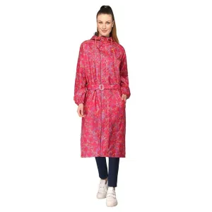 THE CLOWNFISH Juliet Series Raincoats for Women Rain Coat for Women Raincoat for Ladies Waterproof Reversible Double Layer Longcoat with Printed Plastic Pouch (Pink, XXXL)