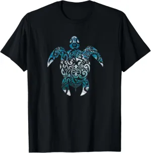 Tribal Turtle Hawaiian Polynesian Symbol Hawaii Ocean Wave T-Shirt