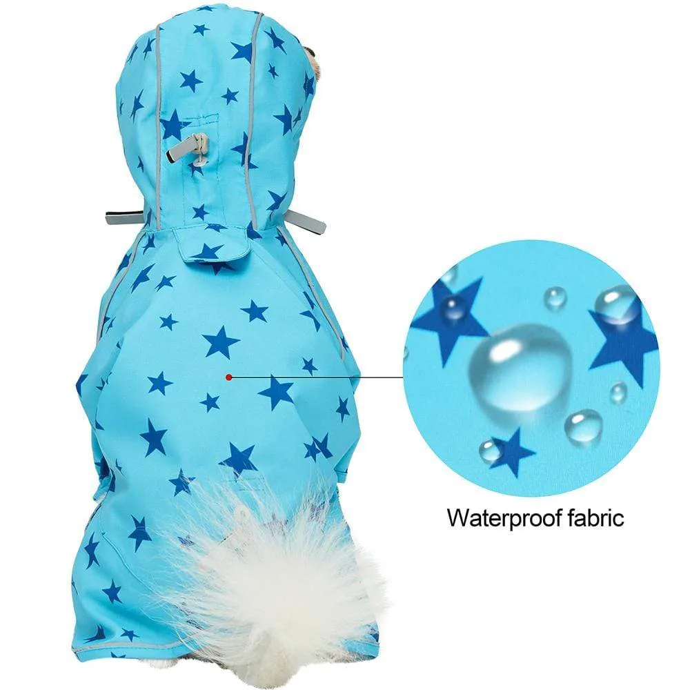 Waterproof Blue Reflective Dog Raincoat with 2 Legs - Safe Fit