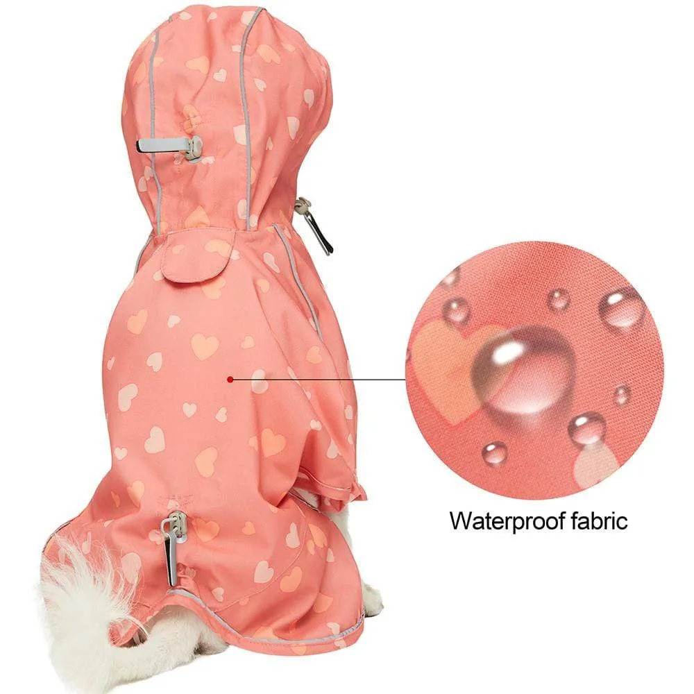 Waterproof Pink Reflective Dog Raincoat With 2 Legs For Pets