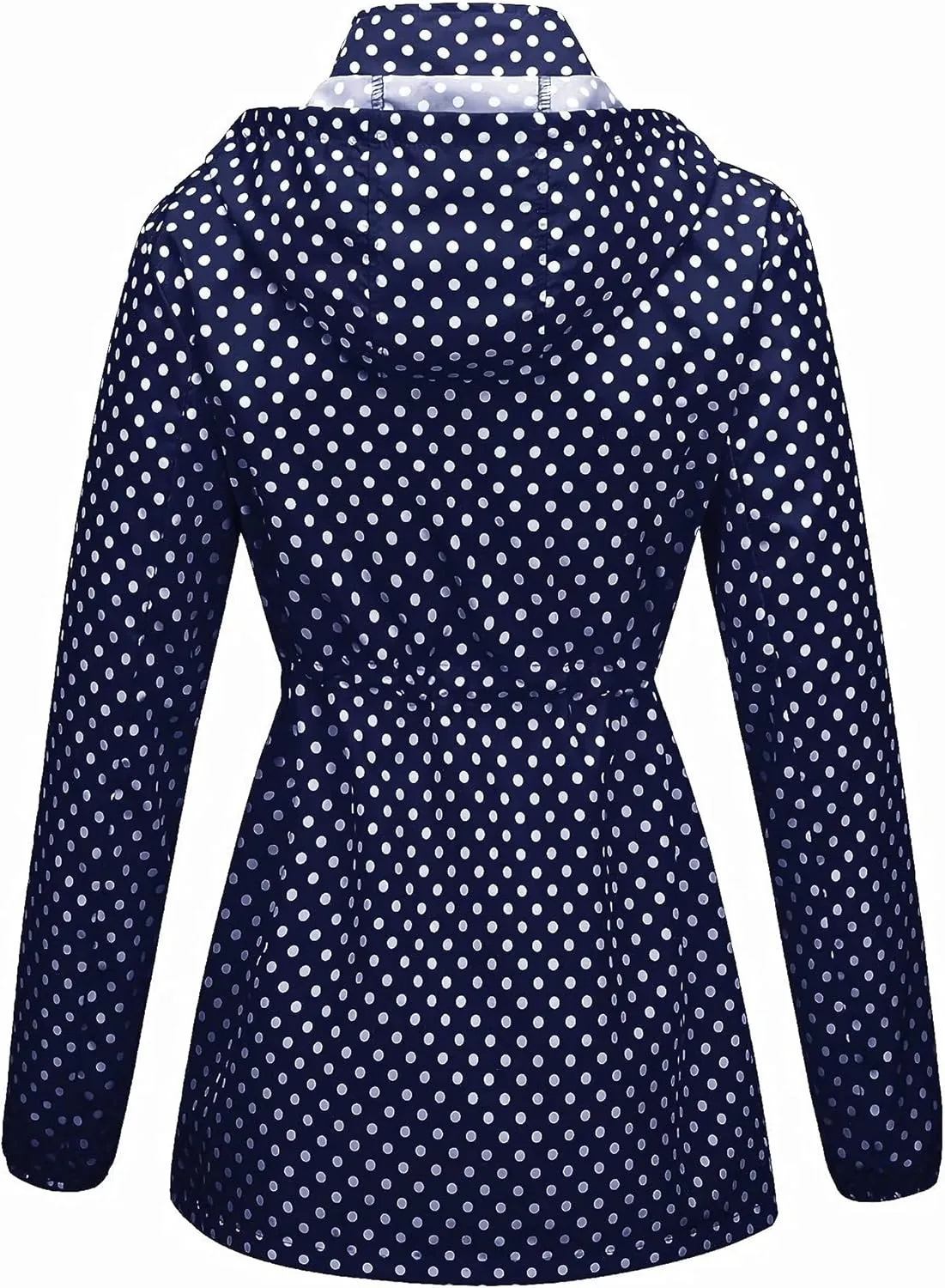 Women-Rain Jacket-Hood Waterproof-Lightweight Windbreak-Packable  Cute RainCoats Travel Polka Dot Ladies With Pouch