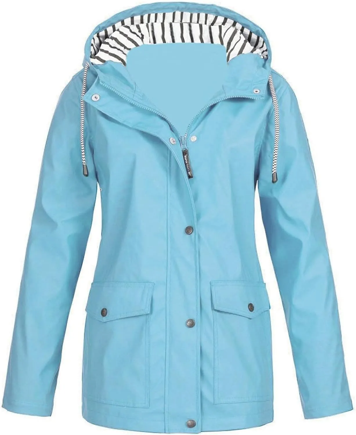 Womens Solid Classic Zipper Outwear Long Sleeve Button Overcoat Comfort Comfy Warm Fleece Coat Daily Outdoor Clothes
